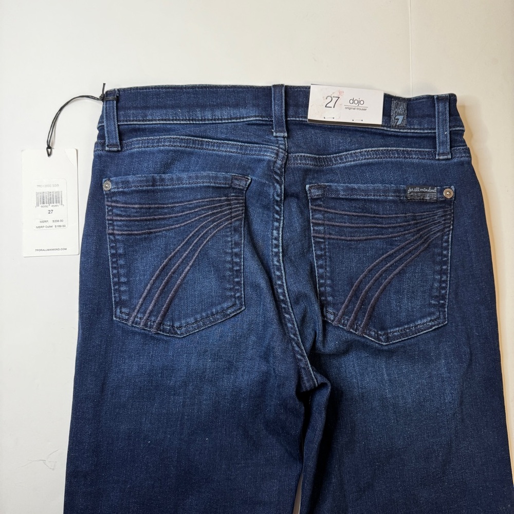 7 For All Mankind Dojo Flare Trouser Jeans BBS Denim 27 x 34 NWT #458913 #1672 - Picture 7 of 10